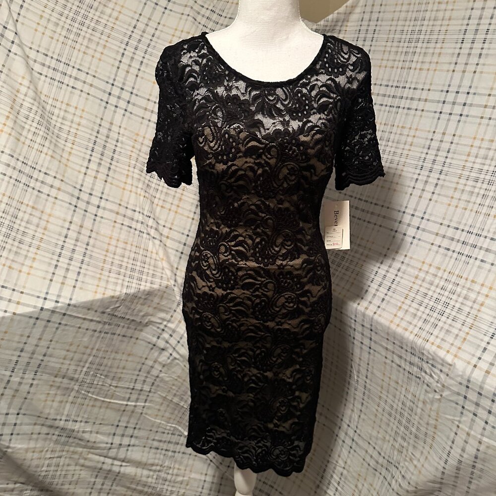 Black Floral Lace Dress (mid-length)